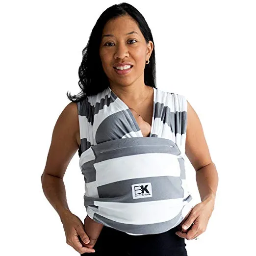 (1 Year Warranty) Baby K'tan Print Baby Carrier Grey Stripes - 3 Sizes!