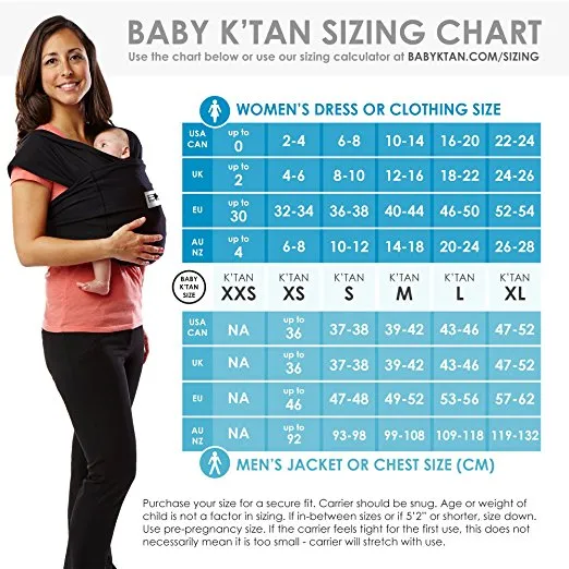 (1 Year Warranty) Baby K'tan Print Baby Carrier Grey Stripes - 3 Sizes!