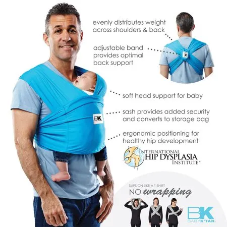(1 Year Warranty) Baby K'tan Print Baby Carrier Navy Stripes - 2 Sizes!