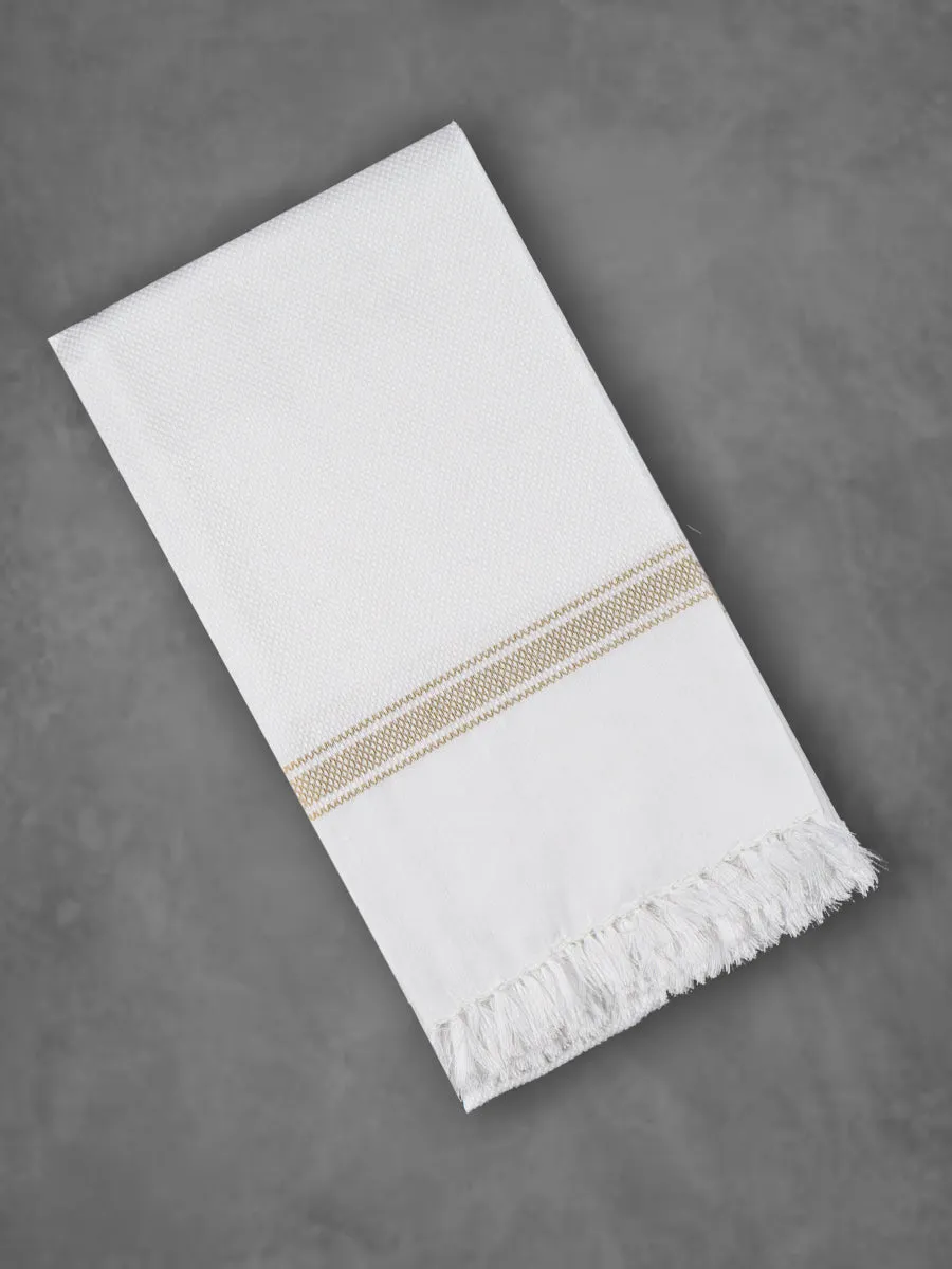 100% Premium Cotton Fast Absorbent White Bath Towel 1048 (Pack of 2)