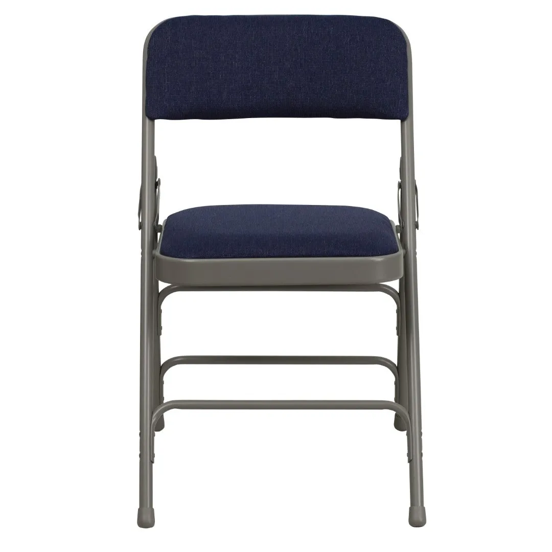 2-Pack Navy Fabric Metal Folding Chairs - Commercial Grade, Sturdy & Comfortable