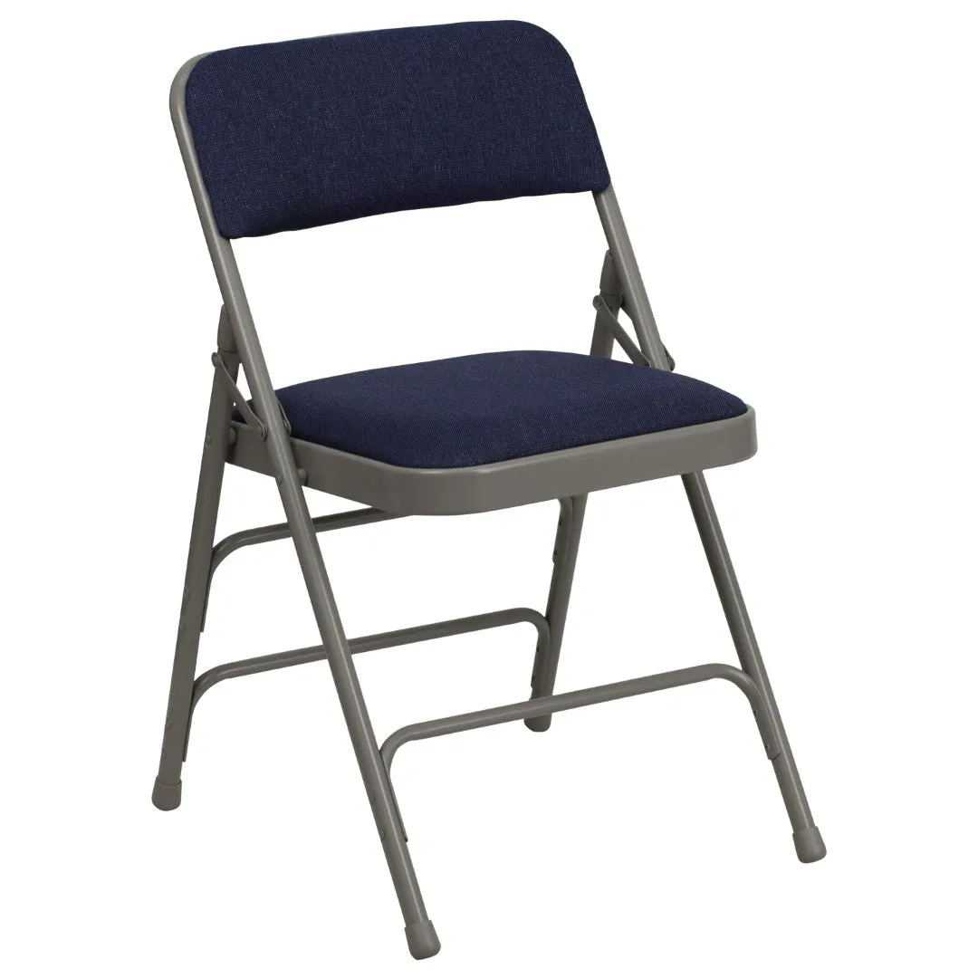 2-Pack Navy Fabric Metal Folding Chairs - Commercial Grade, Sturdy & Comfortable