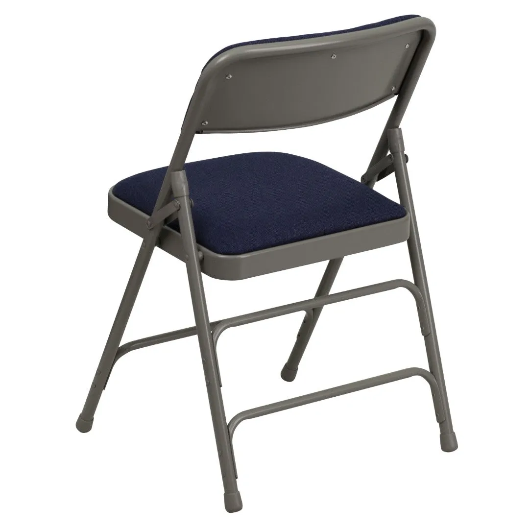 2-Pack Navy Fabric Metal Folding Chairs - Commercial Grade, Sturdy & Comfortable