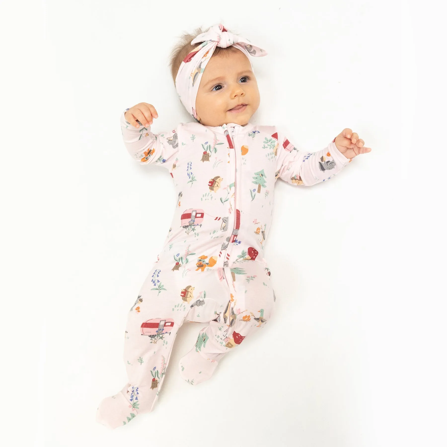 2 Way Zipper Ruffle Back Footie - Cute Animal Campers by Angel Dear