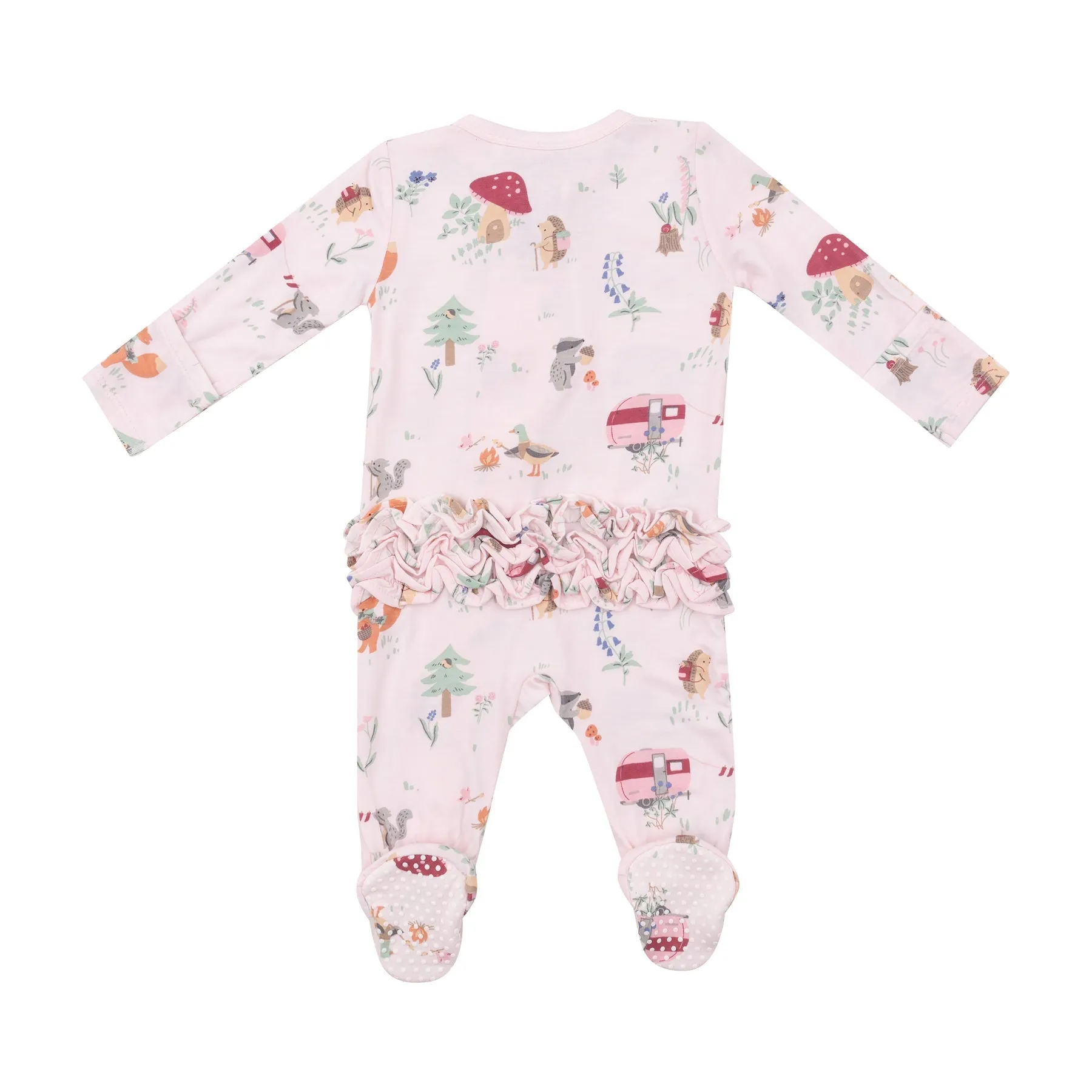 2 Way Zipper Ruffle Back Footie - Cute Animal Campers by Angel Dear