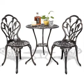 3 pcs Cast Aluminum Outdoor Table and Chair Set