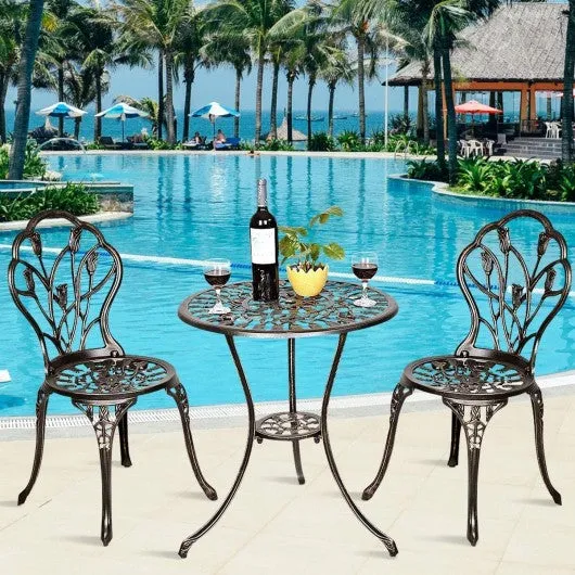 3 pcs Cast Aluminum Outdoor Table and Chair Set