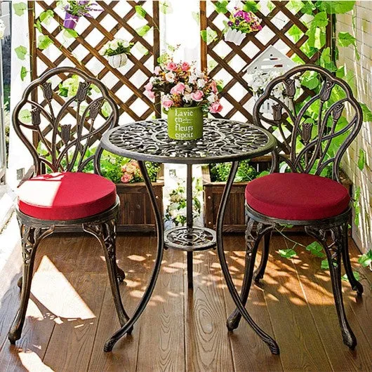 3 pcs Cast Aluminum Outdoor Table and Chair Set