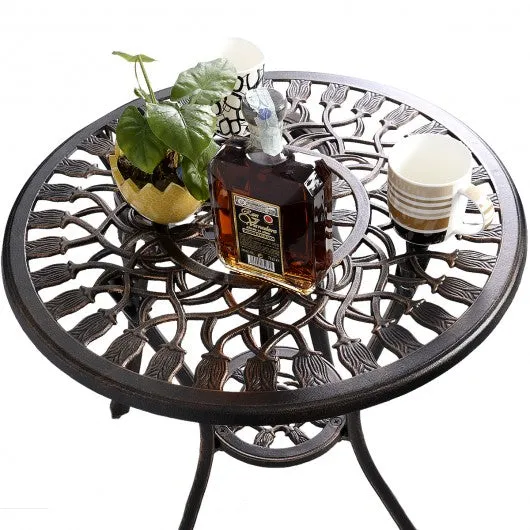 3 pcs Cast Aluminum Outdoor Table and Chair Set