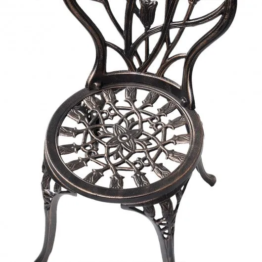 3 pcs Cast Aluminum Outdoor Table and Chair Set