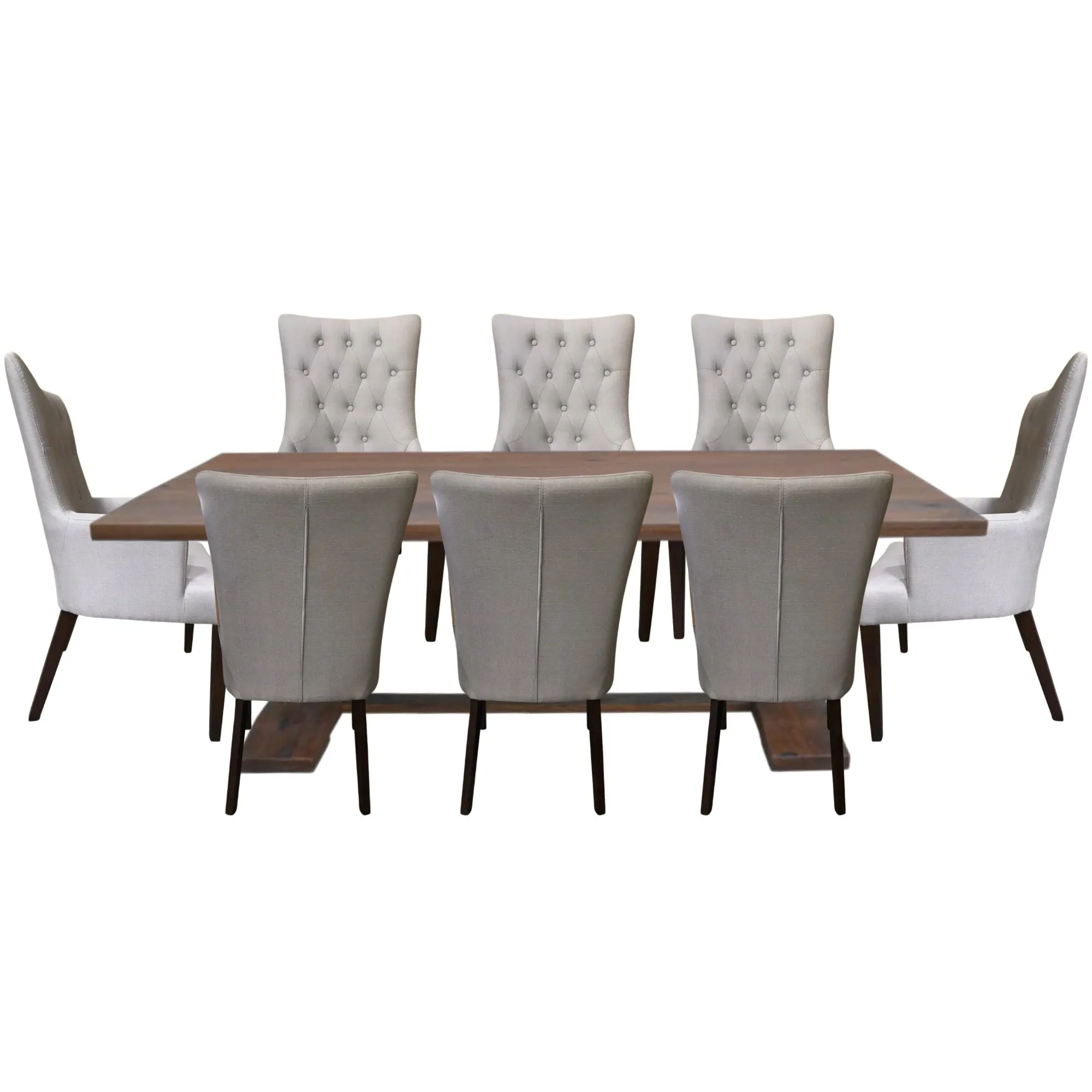9pc Dining Table Set 230cm 6 Fabric 2 Carver Chair French Provincial