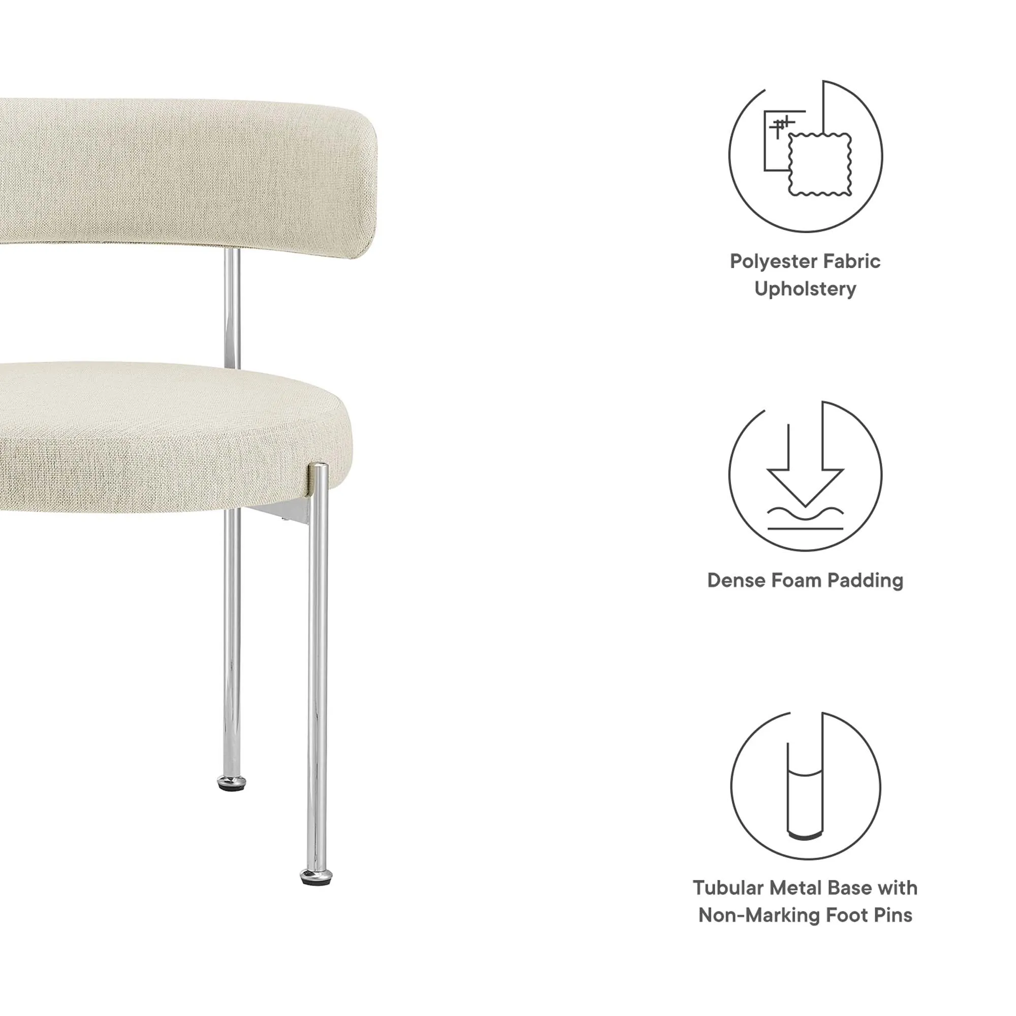 Albie Fabric Dining Chairs - Set of 2 by Modway