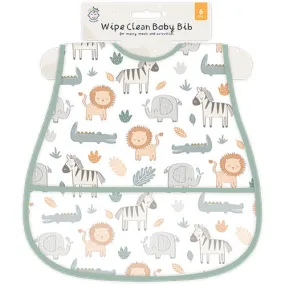 Animal Design Wipe Clean Baby Bib - Waterproof Easy Clean Mess Free Mealtimes
