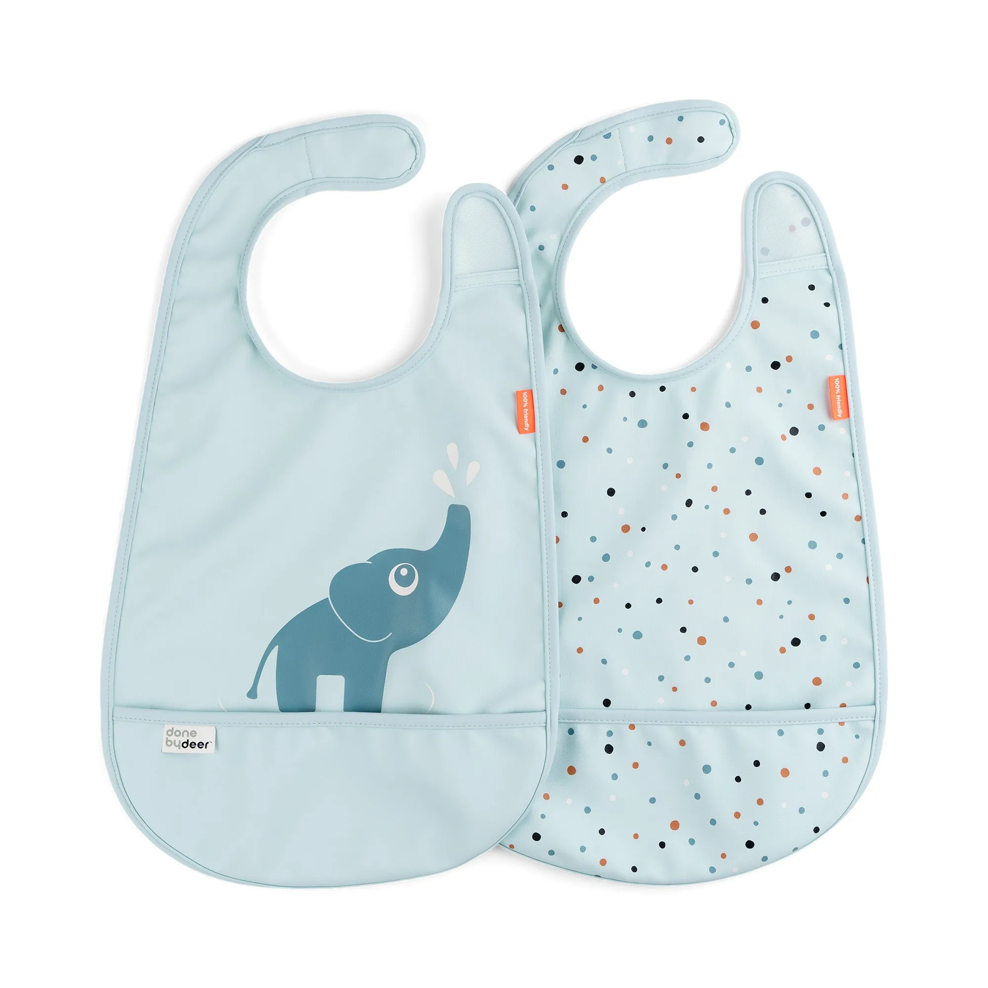 Bib with velcro 2-pack - Elphee - Blue