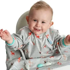 Bibado Long-Sleeve Coverall Weaning Bib Woodland Friends Grey