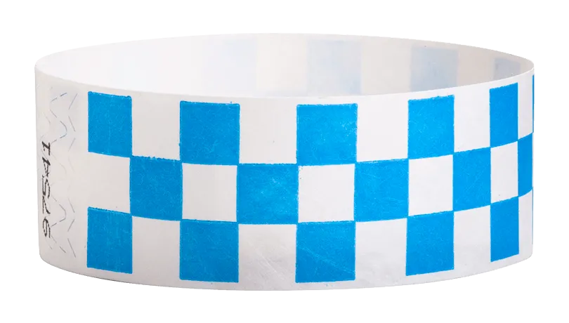 Blue Checkered 1" Tyvek Wristbands