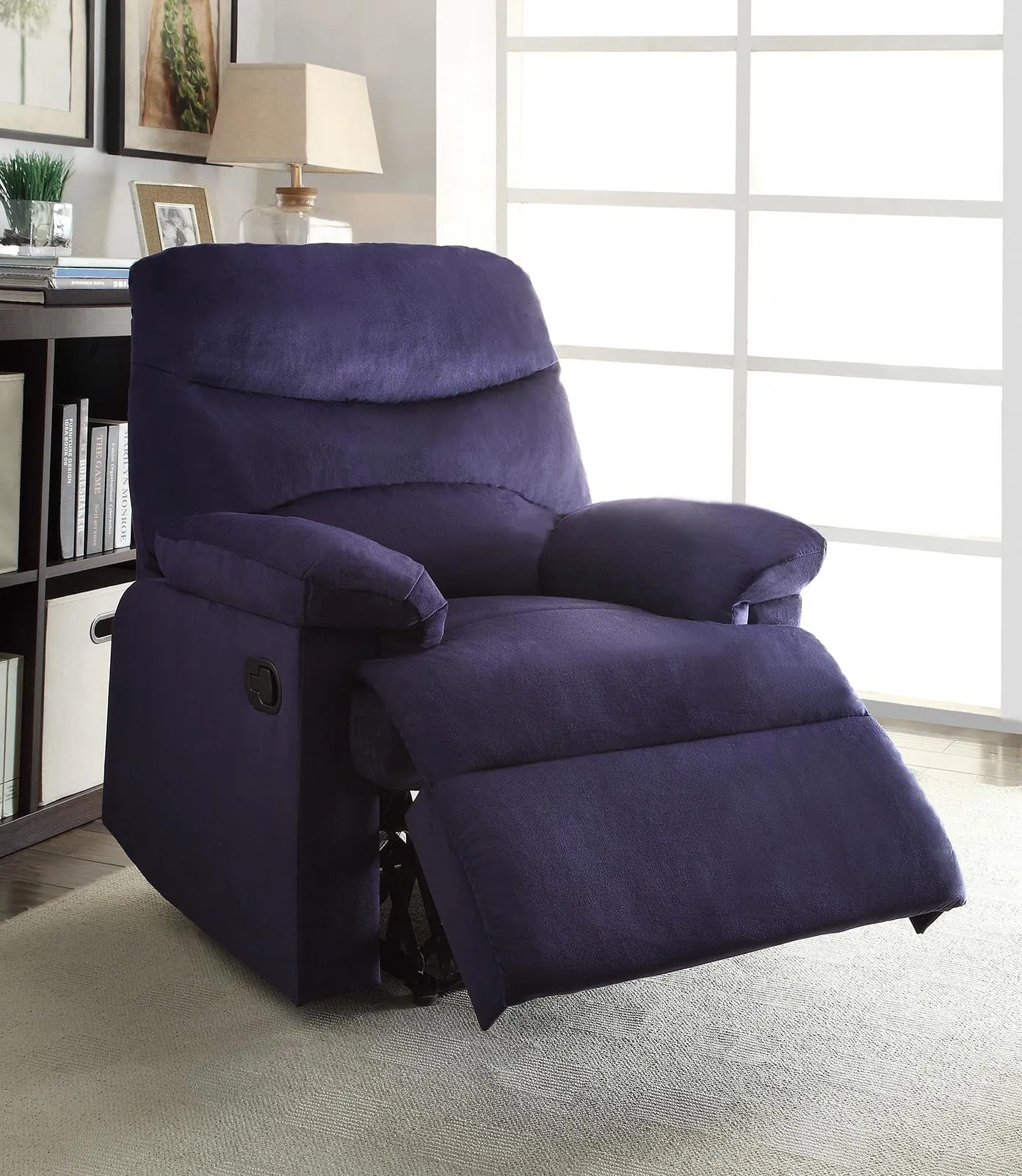 BLUE WOVEN FABRIC RECLINER