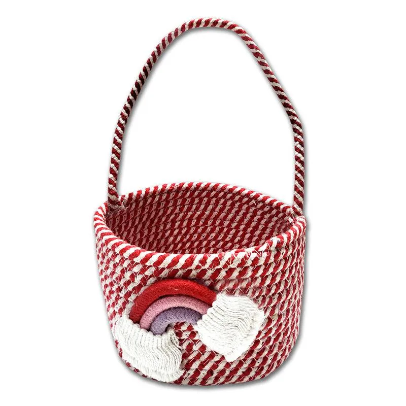 Chase The Rainbows Cotton Storage Basket - Pink