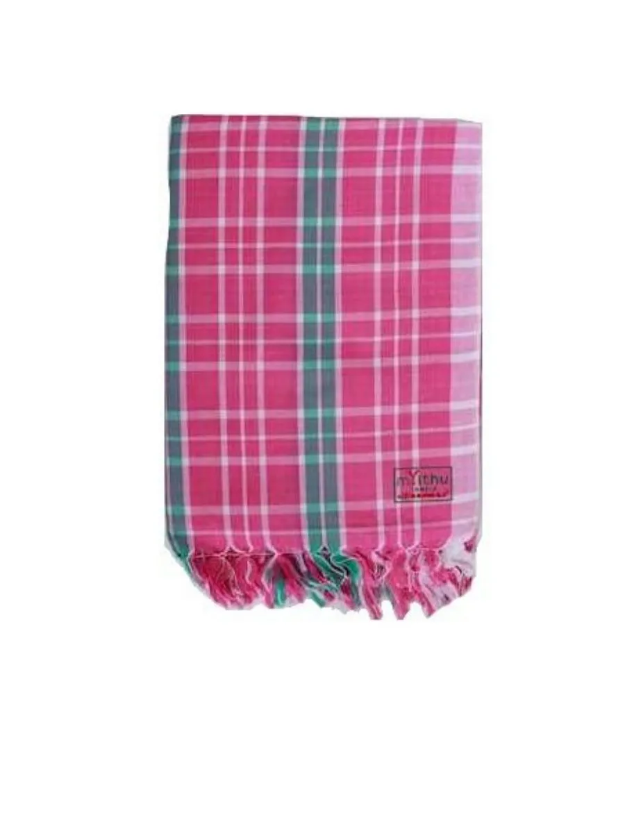 Cotton Colour Checked Bath Towel ( Pack Of 2 )
