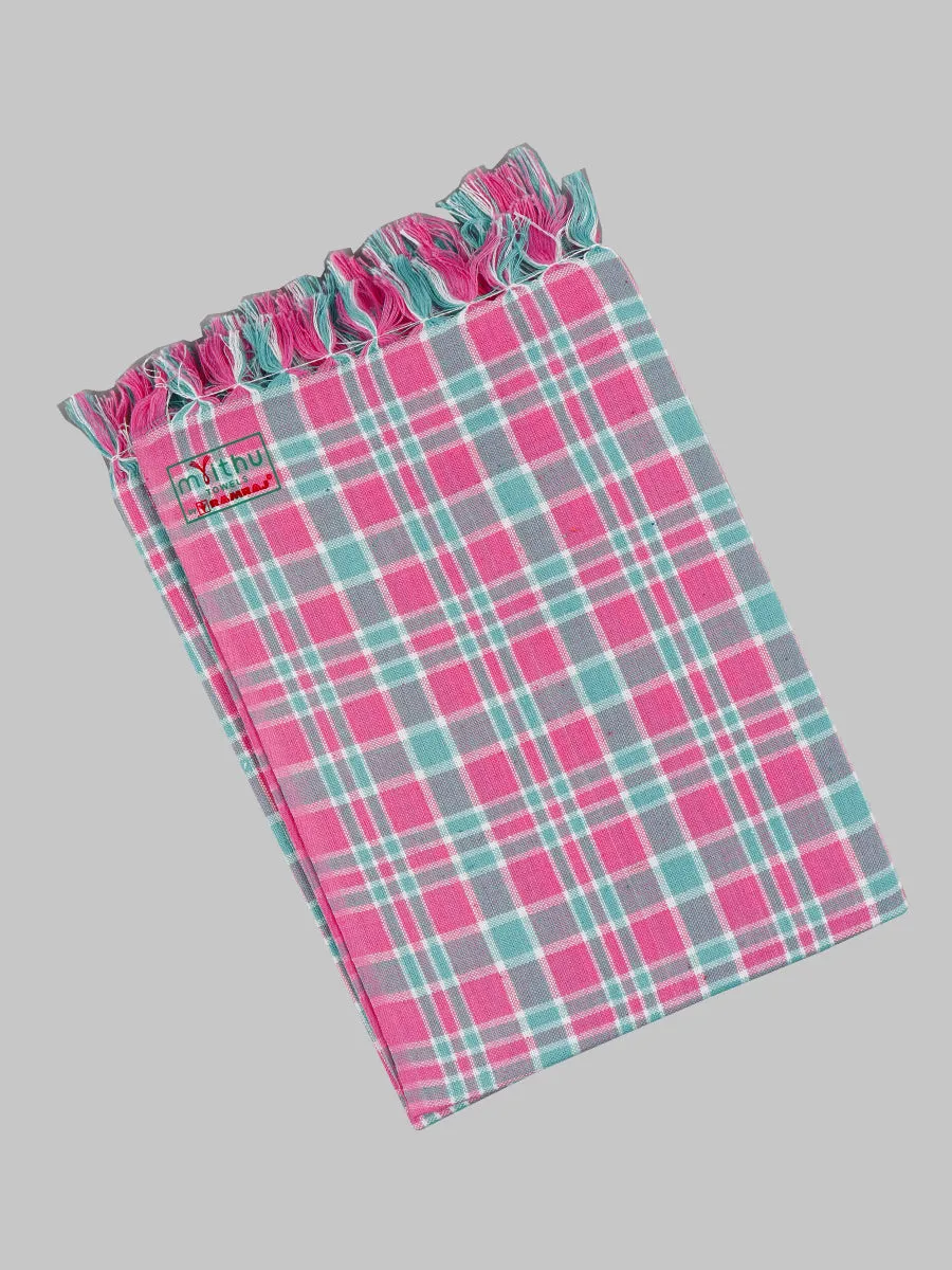 Cotton Colour Checked Bath Towel ( Pack Of 2 )