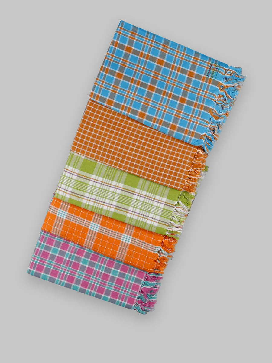 Cotton Colour Checked Bath Towel ( Pack Of 2 )