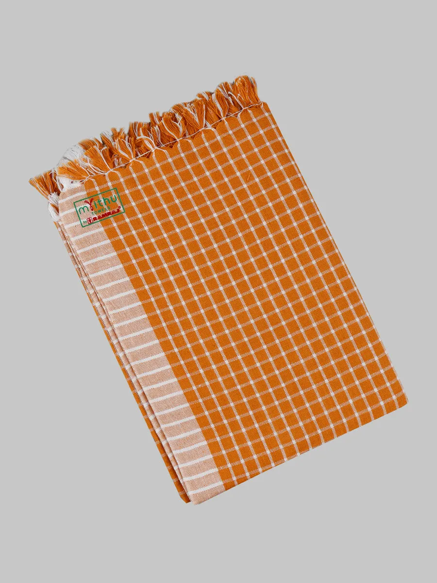 Cotton Colour Checked Bath Towel ( Pack Of 2 )