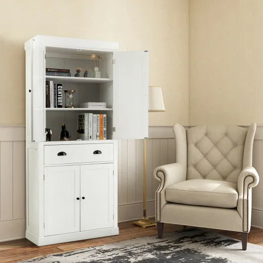 Cupboard Freestanding Kitchen Cabinet w/ Adjustable Shelves-White