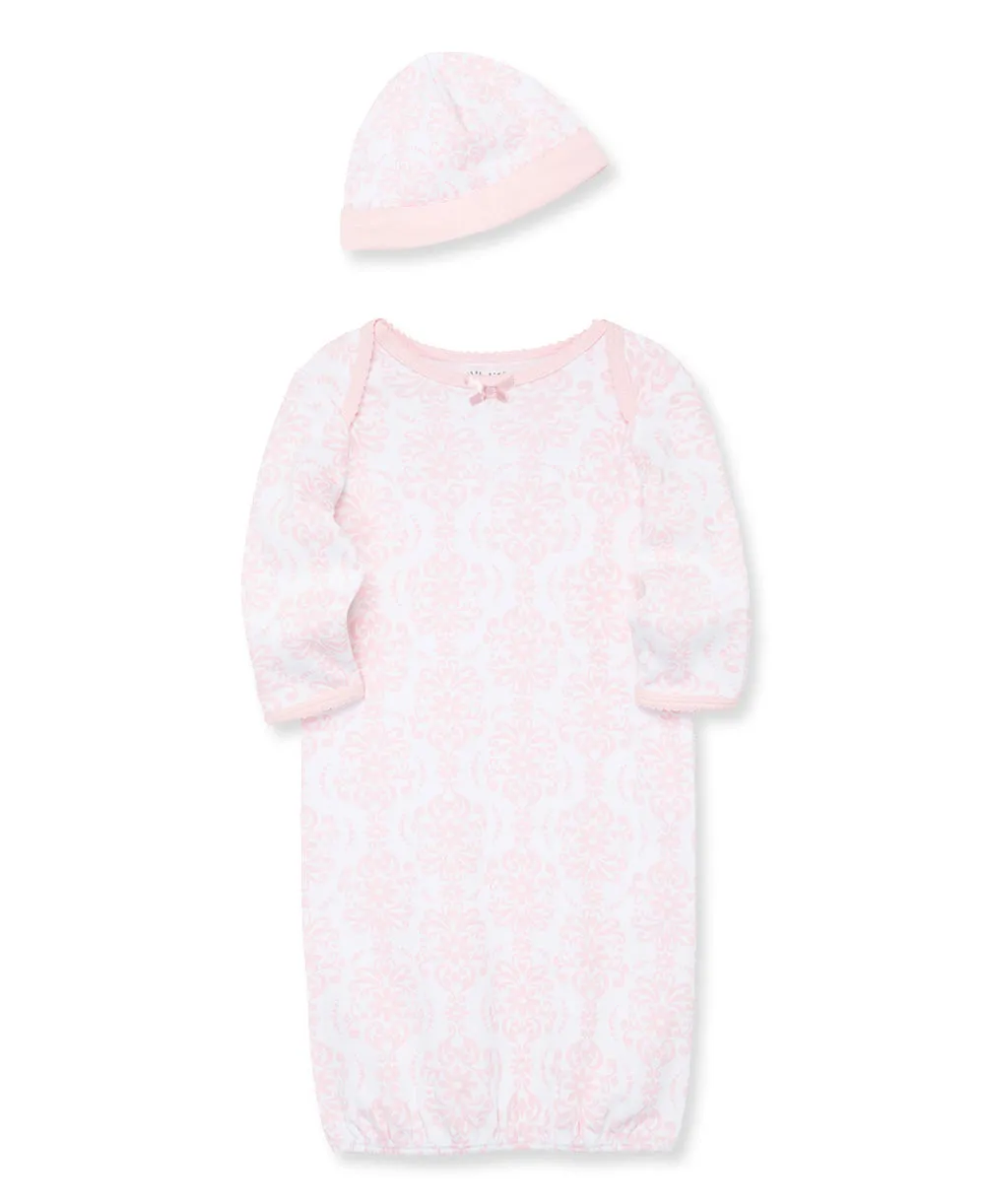 Damask Scroll Sleeper Gown And Hat