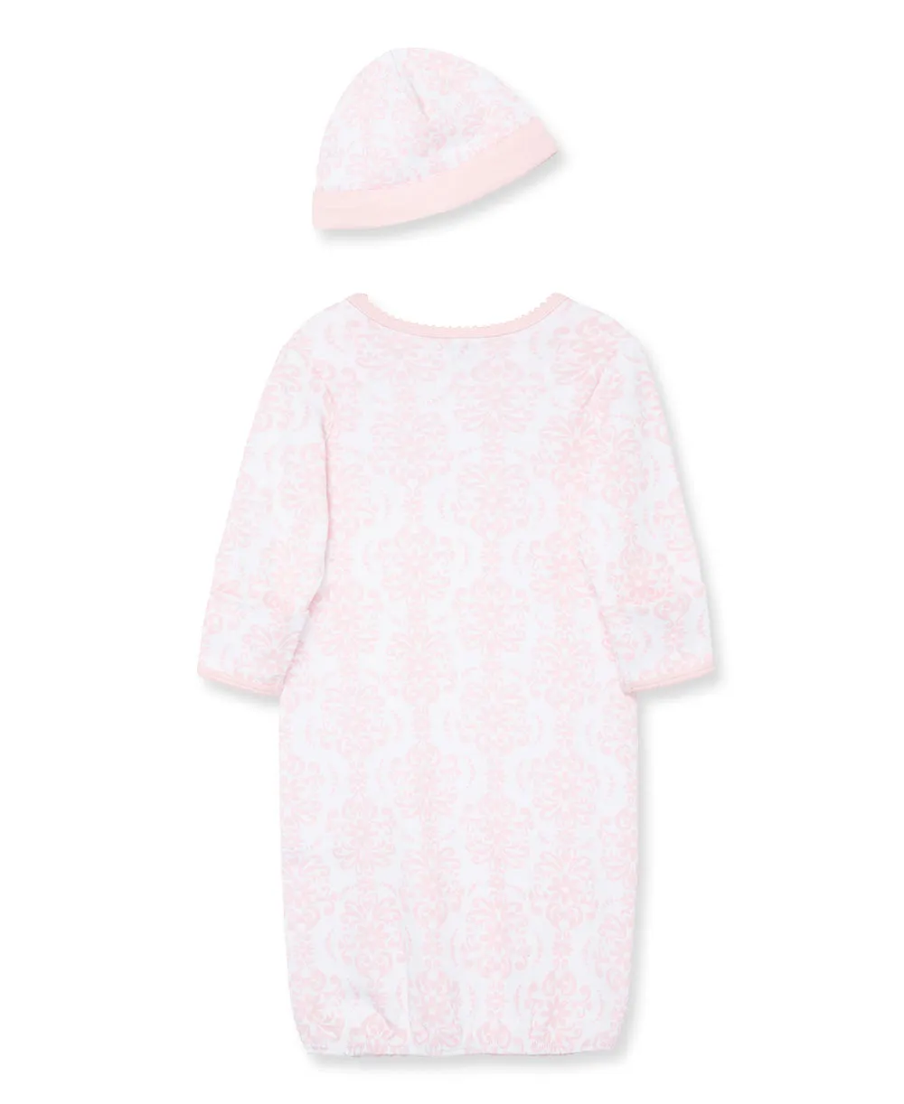 Damask Scroll Sleeper Gown And Hat