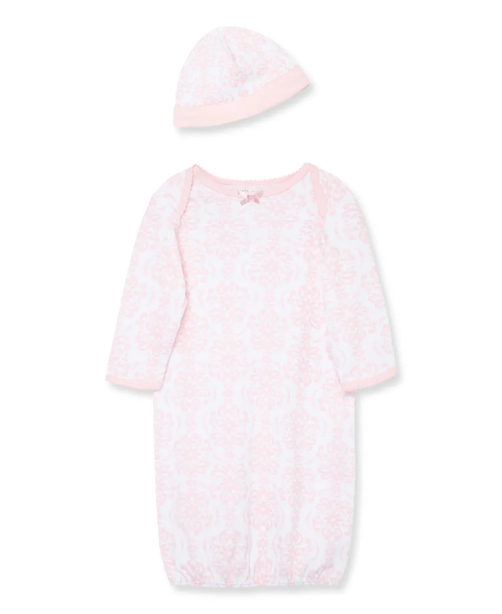 Damask Scroll Sleeper Gown And Hat