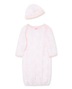 Damask Scroll Sleeper Gown And Hat