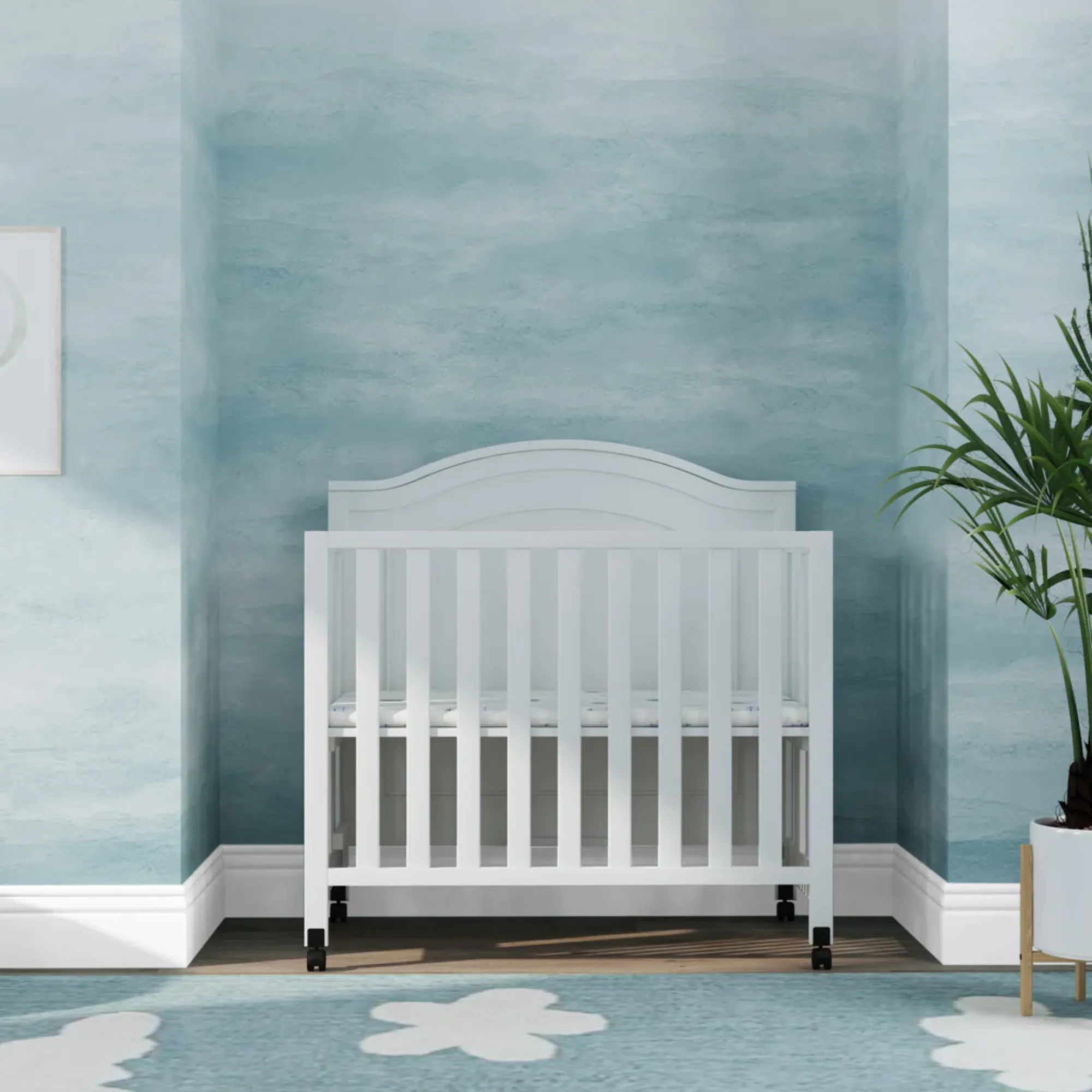 DAVINCI Charlie Folding Portable 3-in-1 Mini Crib - White