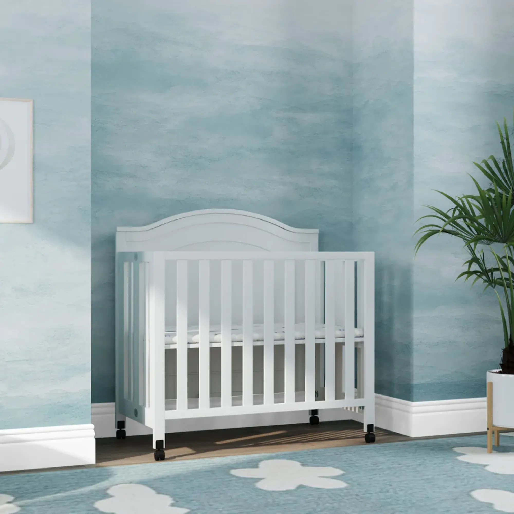 DAVINCI Charlie Folding Portable 3-in-1 Mini Crib - White