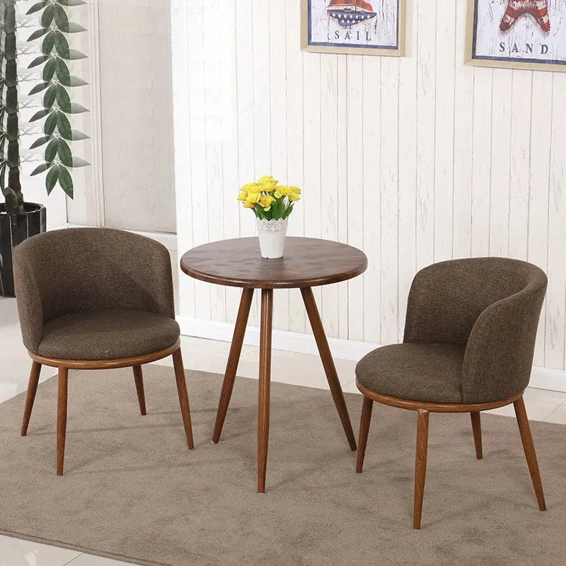 Dining Table With Chairs Set Cotton Linen Solid Wood