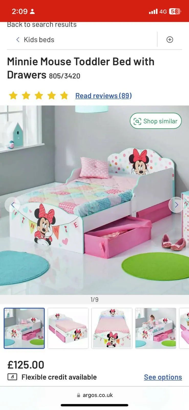 DISNEY Minnie Wood Toddler Bed Platform Bed