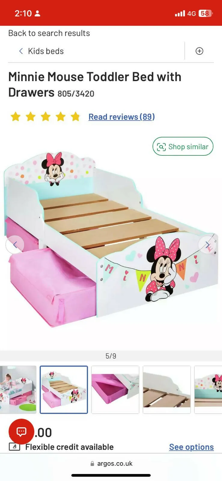DISNEY Minnie Wood Toddler Bed Platform Bed