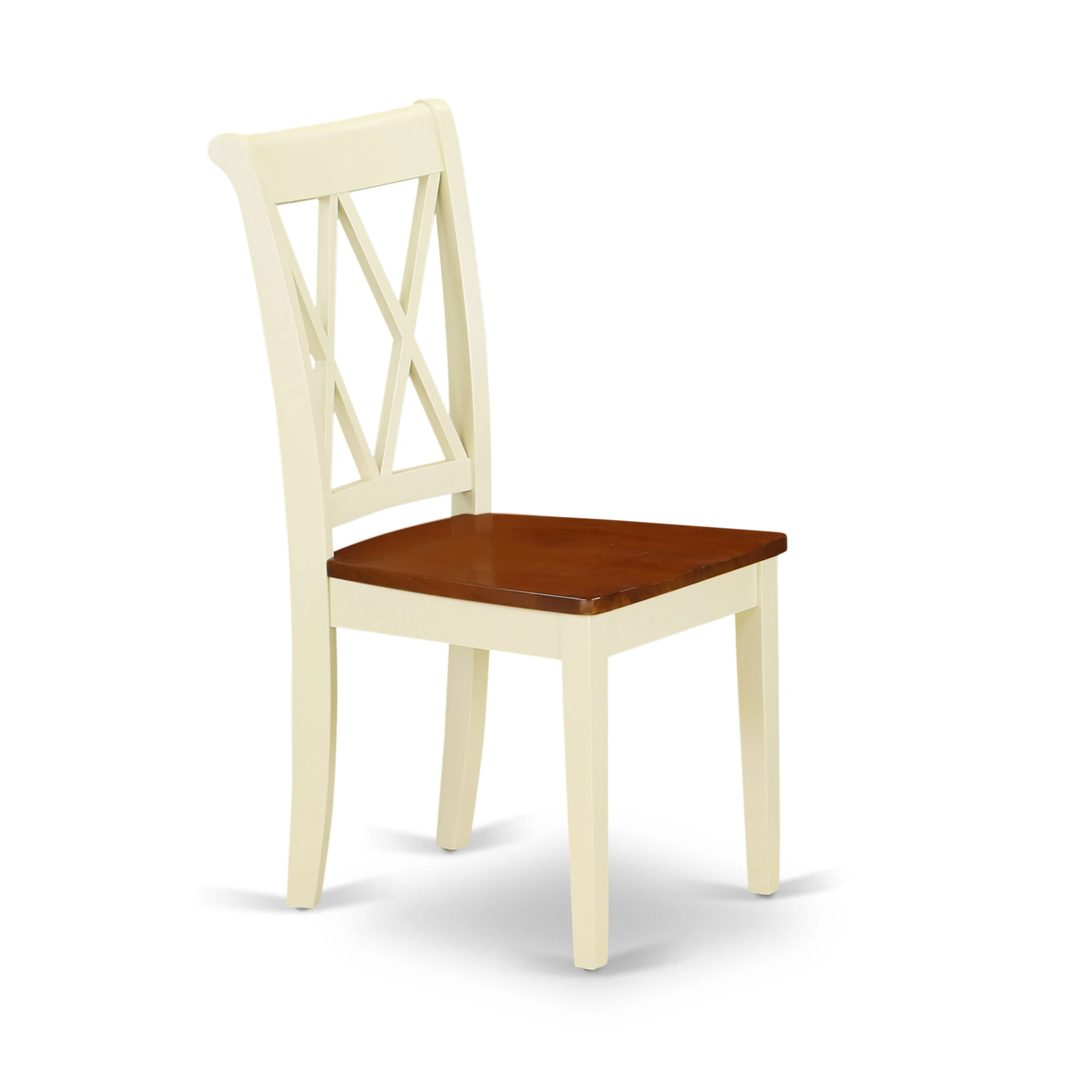 East West Furniture ANCL5-BMK-W 5 Piece Dining Table Set for 4 Includes a Round Kitchen Table with Pedestal and 4 Dining Room Chairs, 36x36 Inch, Buttermilk & Cherry