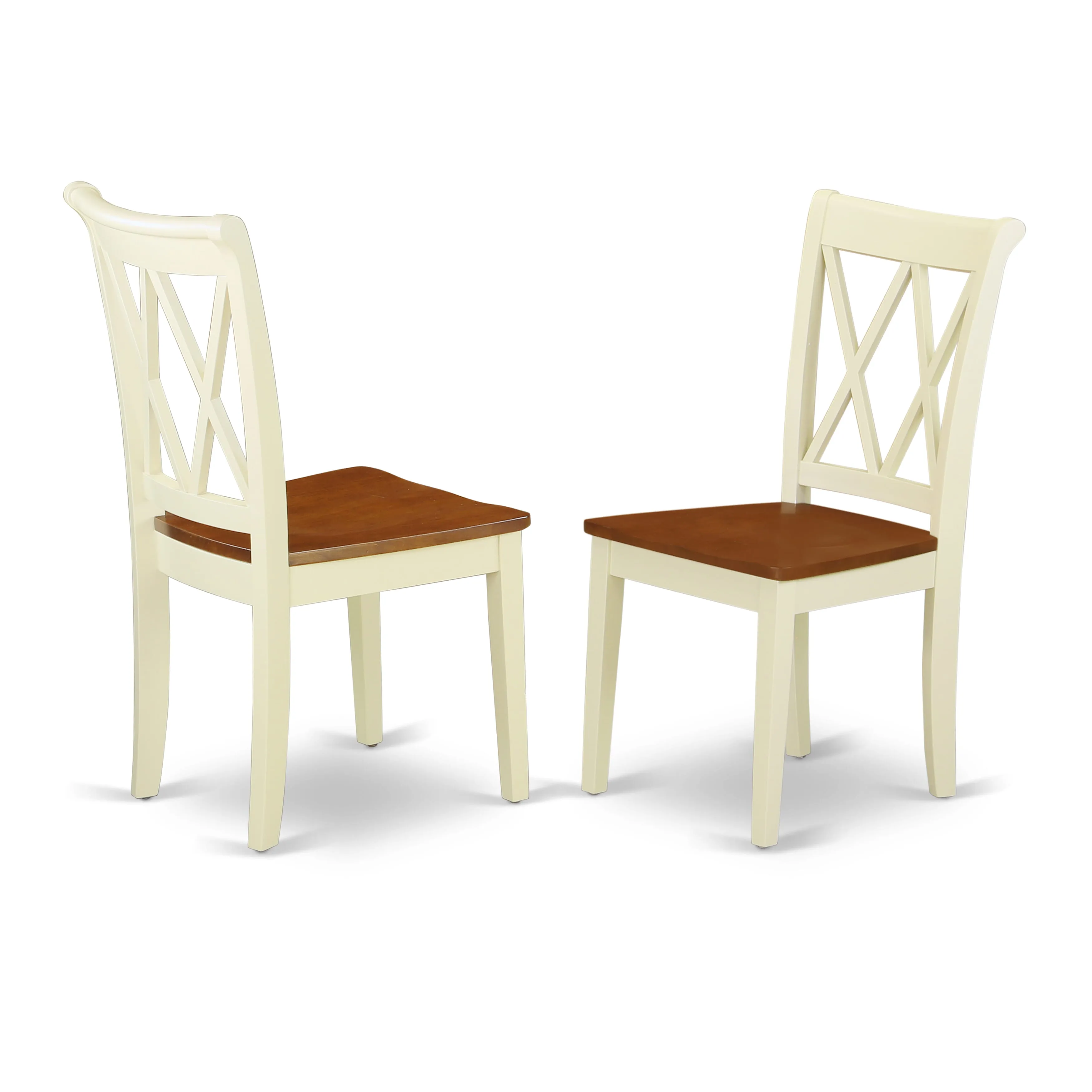 East West Furniture ANCL5-BMK-W 5 Piece Dining Table Set for 4 Includes a Round Kitchen Table with Pedestal and 4 Dining Room Chairs, 36x36 Inch, Buttermilk & Cherry