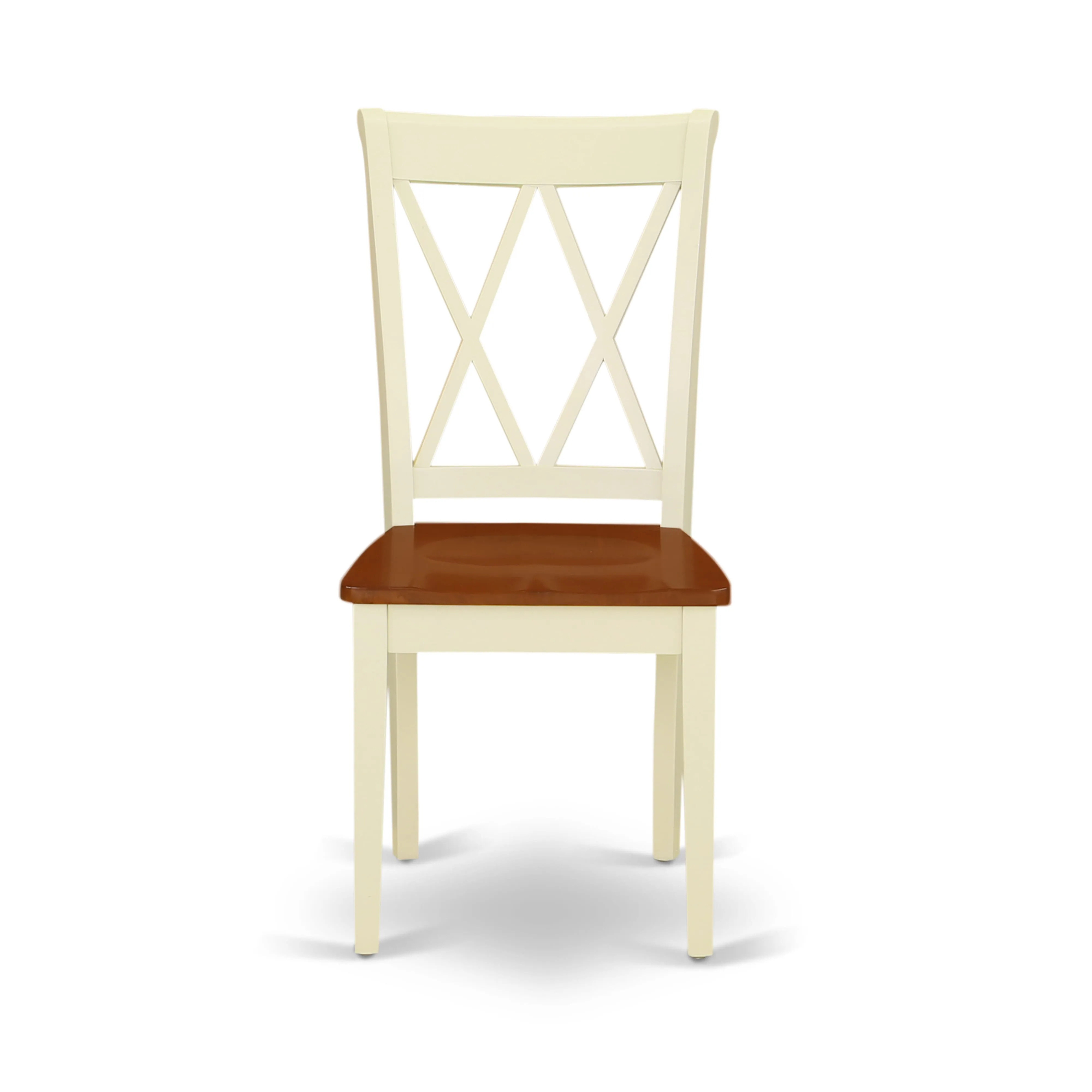 East West Furniture ANCL5-BMK-W 5 Piece Dining Table Set for 4 Includes a Round Kitchen Table with Pedestal and 4 Dining Room Chairs, 36x36 Inch, Buttermilk & Cherry