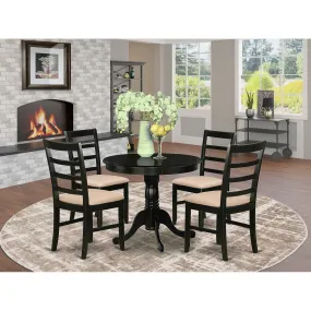 East West Furniture ANPF5-CAP-C 5 Piece Dining Set Includes a Round Kitchen Table with Pedestal and 4 Linen Fabric Upholstered Dining Chairs, 36x36 Inch, Cappuccino