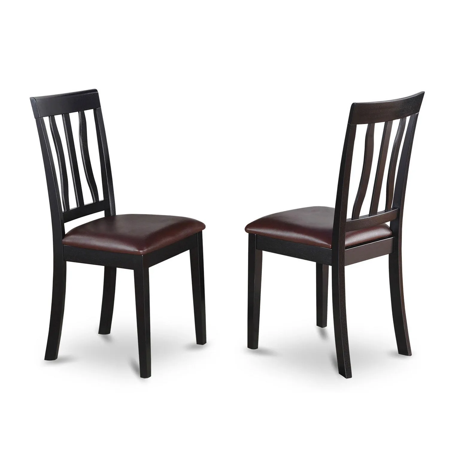 East West Furniture ANTI5-BLK-LC 5 Piece Dining Table Set for 4 Includes a Round Kitchen Table with Pedestal and 4 Faux Leather Upholstered Dinette Chairs, 36x36 Inch, Black & Cherry