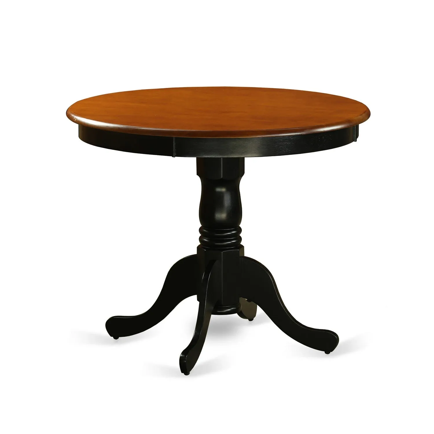 East West Furniture ANTI5-BLK-LC 5 Piece Dining Table Set for 4 Includes a Round Kitchen Table with Pedestal and 4 Faux Leather Upholstered Dinette Chairs, 36x36 Inch, Black & Cherry