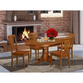 East West Furniture AVON5-SBR-W 5 Piece Dining Room Furniture Set Includes an Oval Kitchen Table with Butterfly Leaf and 4 Dining Chairs, 42x60 Inch, Saddle Brown