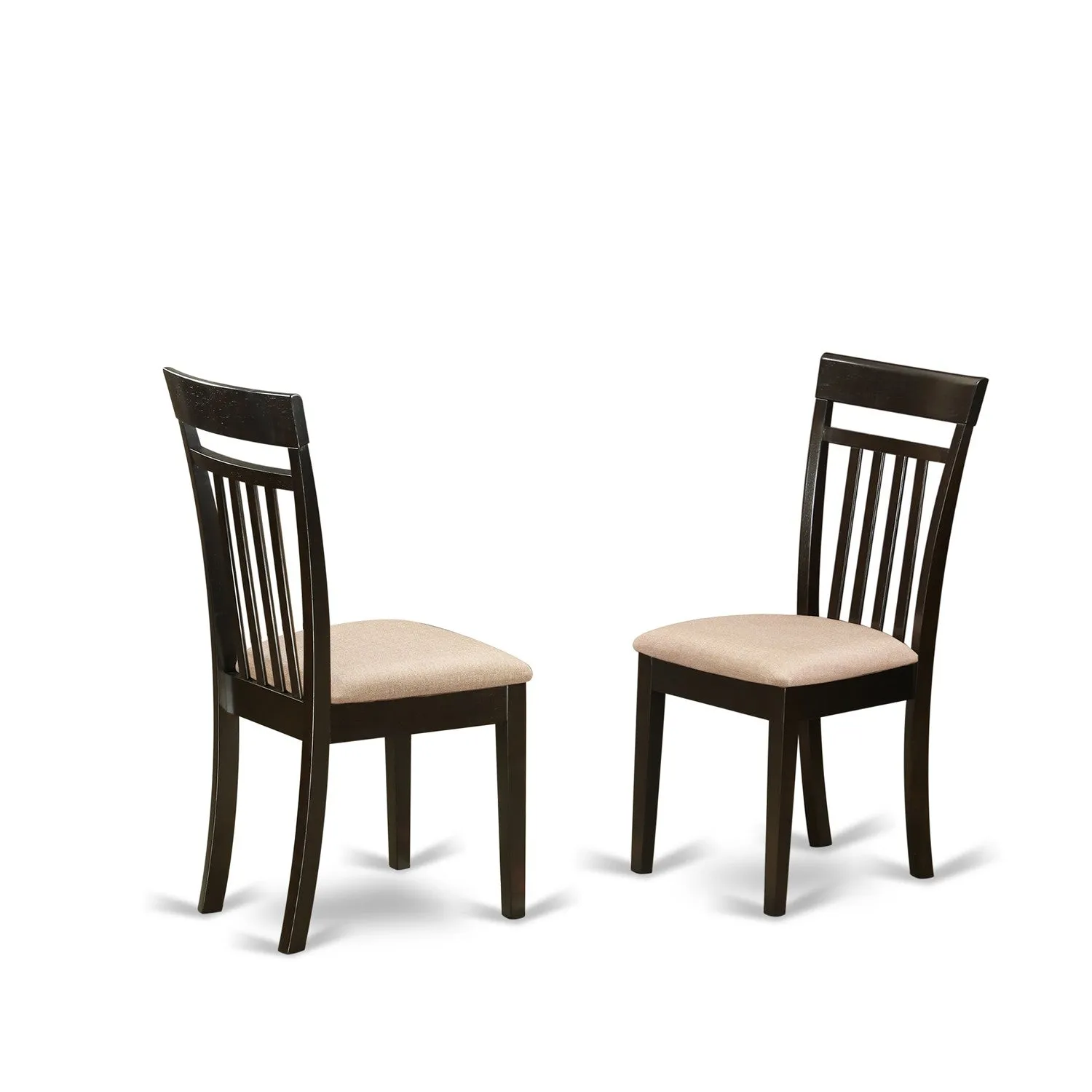 East West Furniture CAC-CAP-C Capri Dining Room Chairs - Linen Fabric Upholstered Solid Wood Chairs, Set of 2, Cappuccino