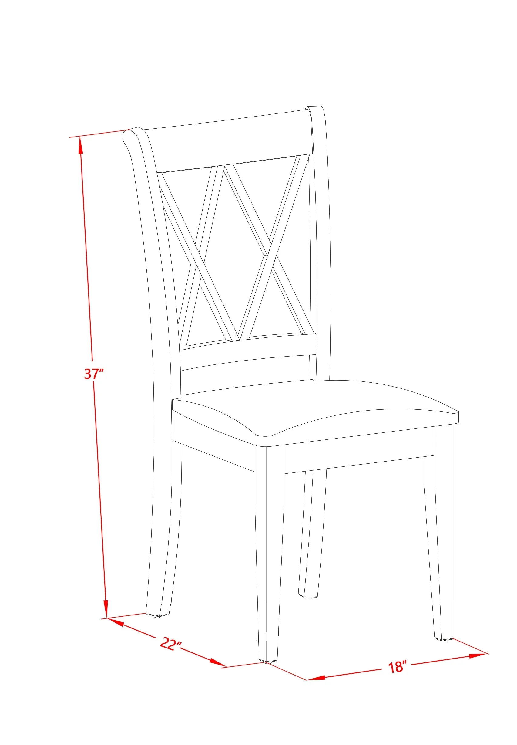 East West Furniture CLC-BLK-C Clarksville Dining Room Chairs - Linen Fabric Upholstered Wood Chairs, Set of 2, Black