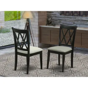 East West Furniture CLC-BLK-C Clarksville Dining Room Chairs - Linen Fabric Upholstered Wood Chairs, Set of 2, Black