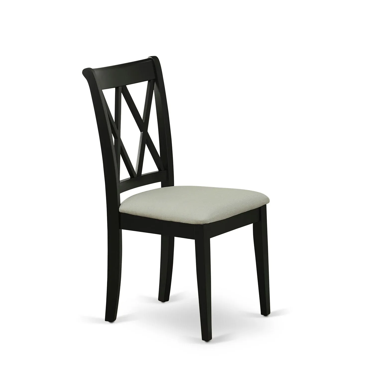 East West Furniture CLC-BLK-C Clarksville Dining Room Chairs - Linen Fabric Upholstered Wood Chairs, Set of 2, Black