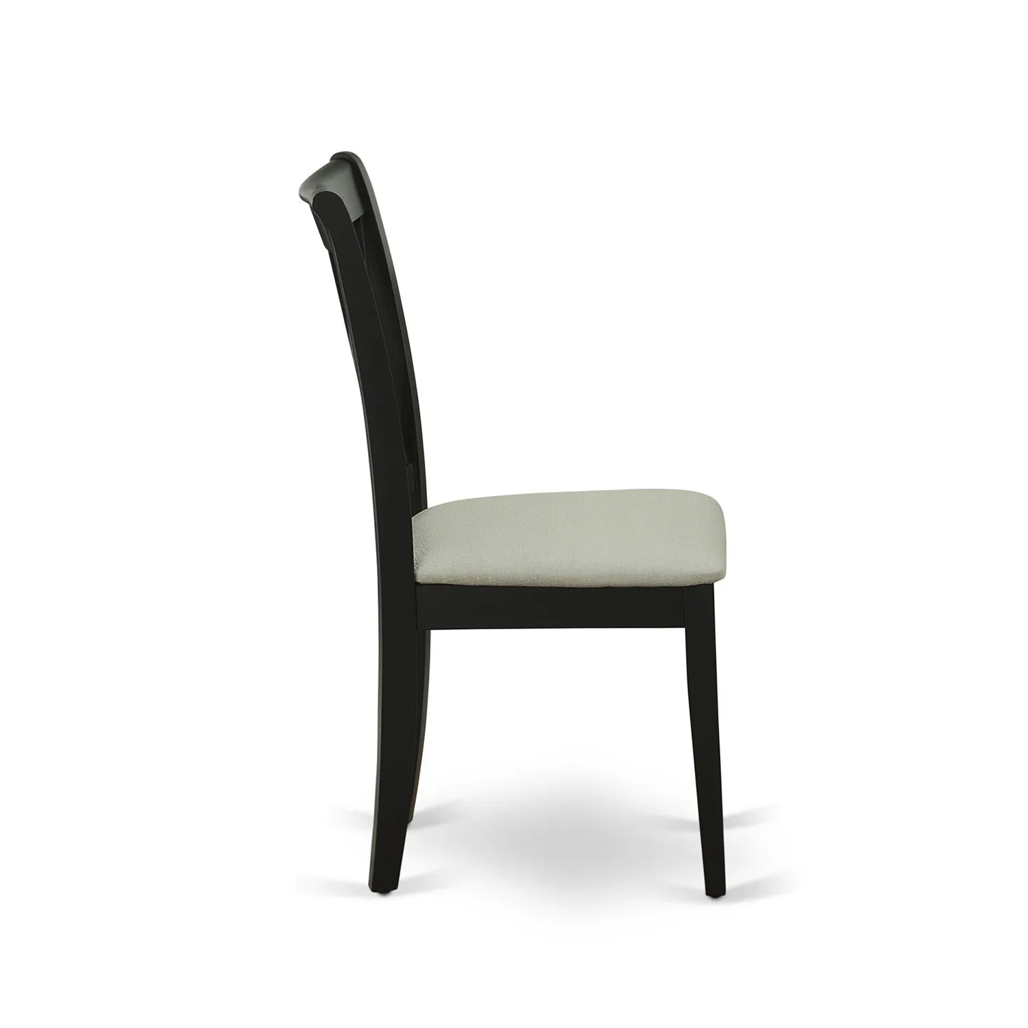 East West Furniture CLC-BLK-C Clarksville Dining Room Chairs - Linen Fabric Upholstered Wood Chairs, Set of 2, Black