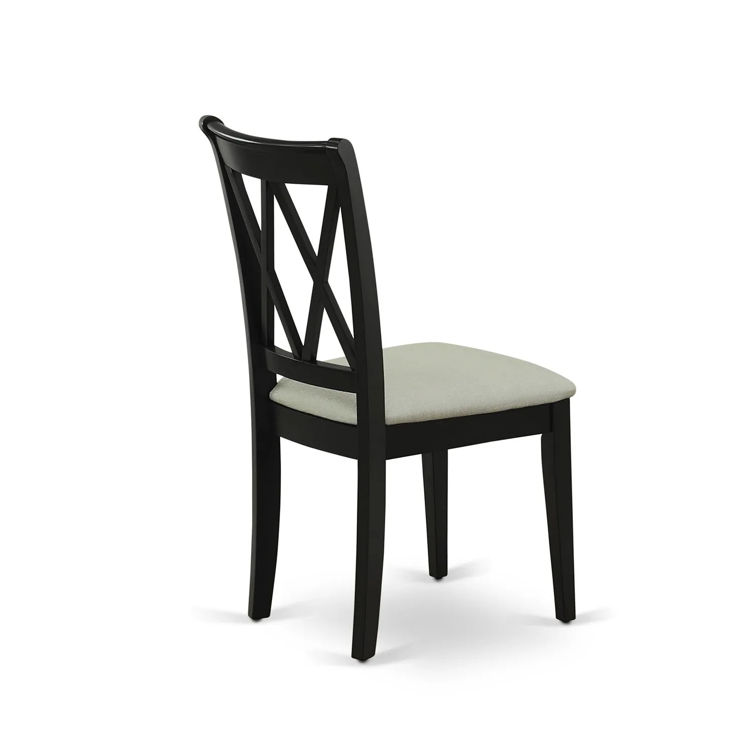 East West Furniture CLC-BLK-C Clarksville Dining Room Chairs - Linen Fabric Upholstered Wood Chairs, Set of 2, Black
