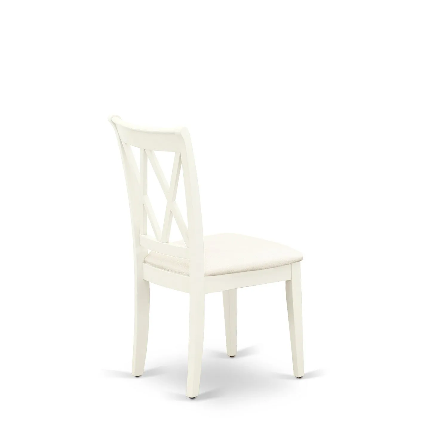 East West Furniture CLC-LWH-C Clarksville Kitchen Dining Chairs - Linen Fabric Upholstered Wood Chairs, Set of 2, Linen White